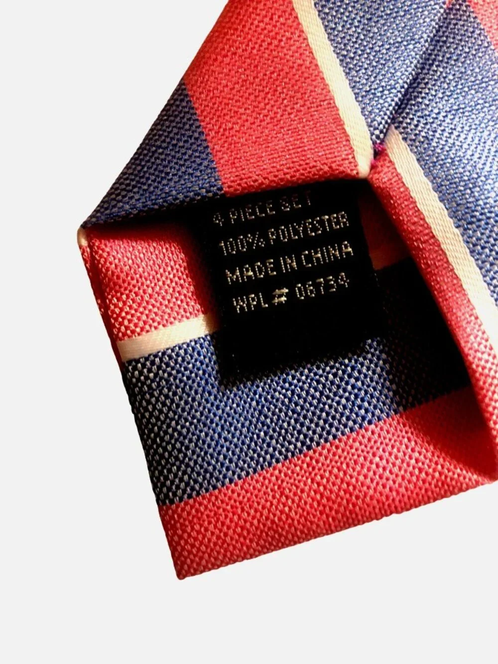 Pink & Blue Striped Polyester Neck Clip tie